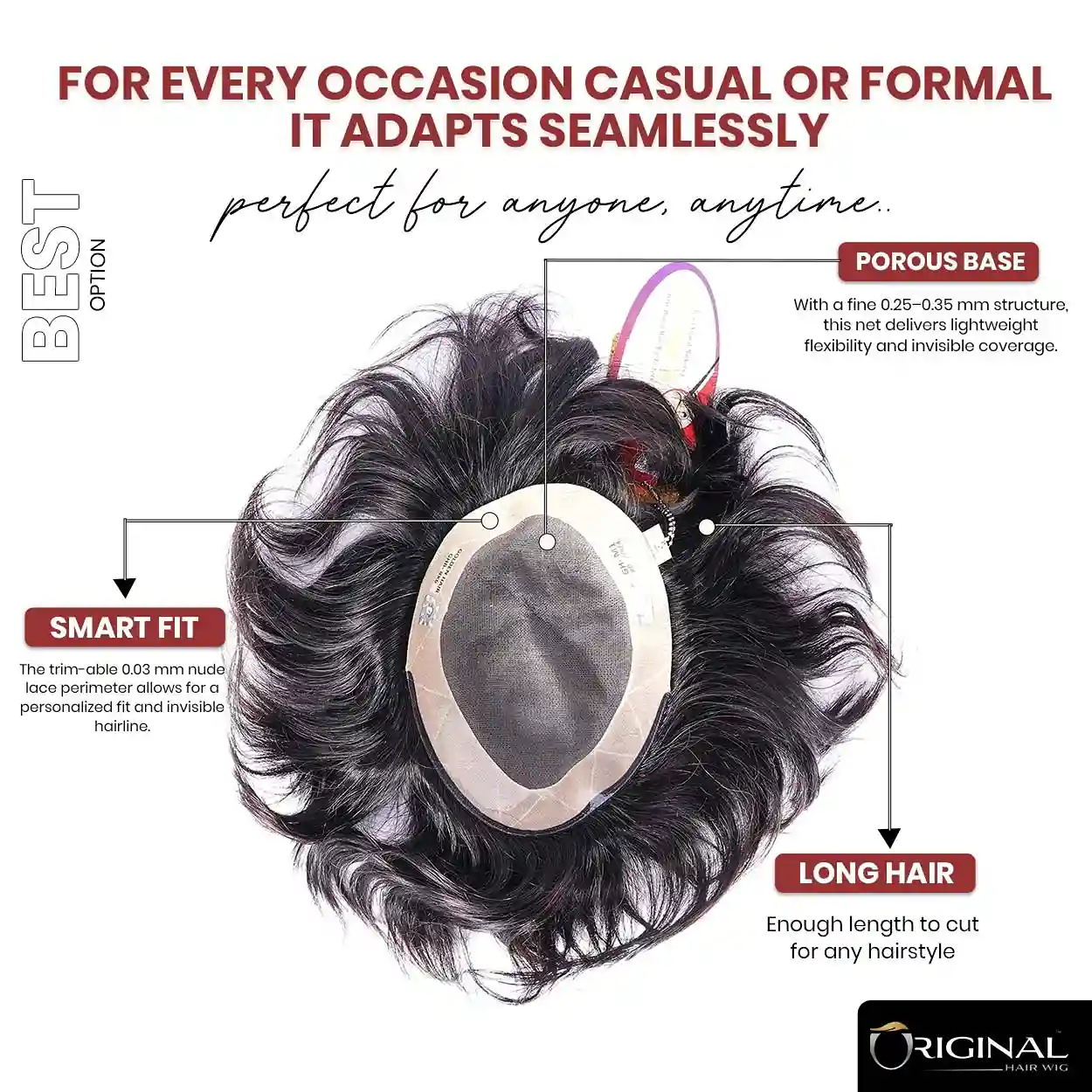 Golden Hair Patch Mono Base Breathable Comfortable Hair System